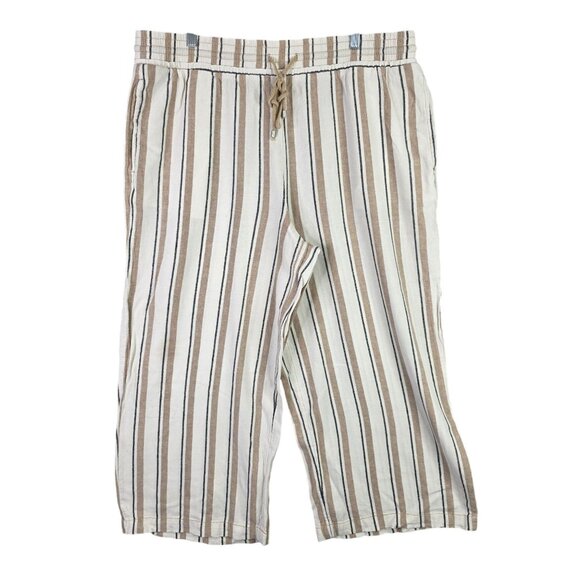 Womens Time & Tru Beige & Black Striped Lounge Pants Wide Leg Drawstring XXXL - Picture 1 of 11